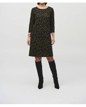 Joseph Ribkoff Geometric Jacquard Shift Dress - Black