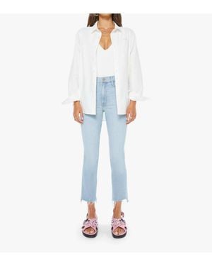 Mother Insider Crop Step Fray Jeans - Blue