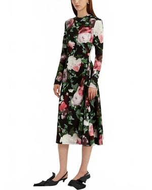 Erdem Long Sleeve Draped Midi Dress - Multicolor