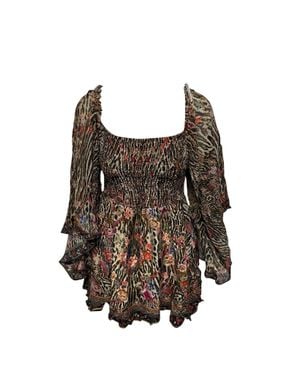 CAMILLA Shirred Bodice Mini Dress - Brown
