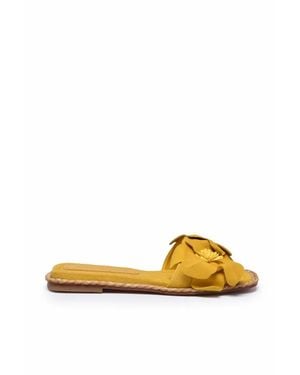 Paloma Barceló Suede Slide Sandals - Yellow