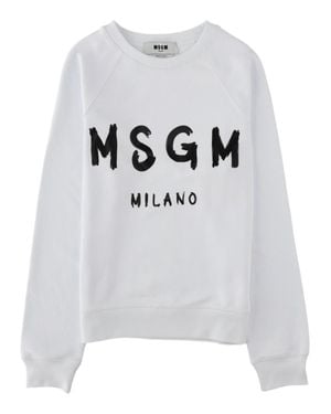 MSGM Crew Neck Graphic Cotton Sweatshirt - Gray