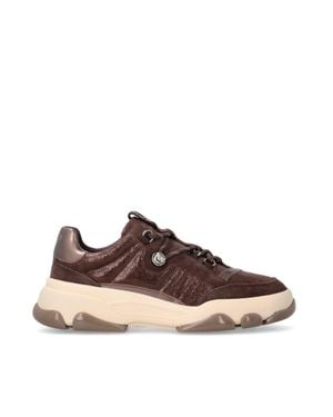 Pinko Suede Athena Thick Sole Sneakers - Brown