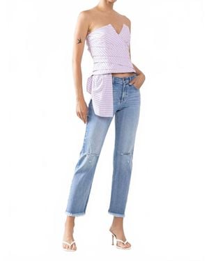 Sneak Peek Mid Rise Fringe Hem Jeans - Blue