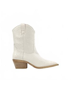 Shu Shop Zouzou Snake Skin Boot - White