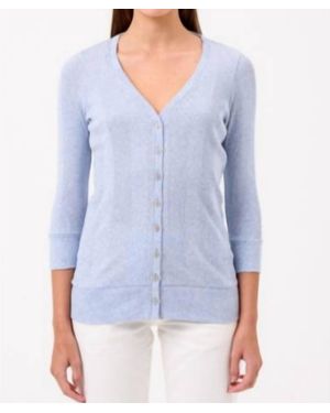 Goldie Tees Cotton Rib V Neck Cardigan - Blue