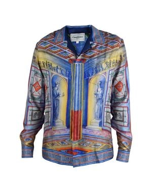 CASABLANCA Silk "Le Temple" Shirt - Blue