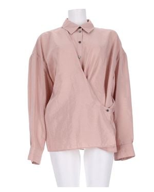 Lemaire Wrap-Style Soft Silk-Blend Blouse - Pink