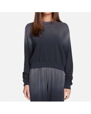 Michael Lauren Exon Cropped Crewneck Pullover Top - Blue