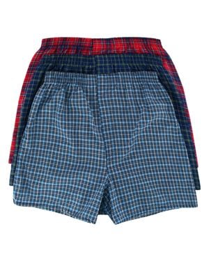 Fruit Of The Loom Plaid Tartan Boxer Underwear (3 Pack) - Blue