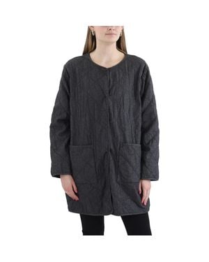 Eileen Fisher Oversized Organic Cotton Quilted Coat - Black