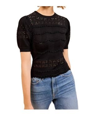 Ulla Johnson Marcelena Eyelet Knit Top - Black