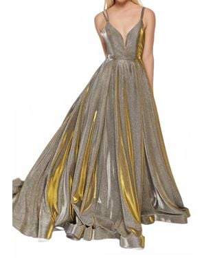 Alyce Paris Metallic Sleeveless V Neck Ball Gown - Brown