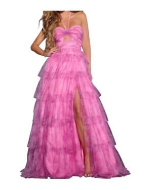 Jovani Halter Neck Cut Out Gown - Pink