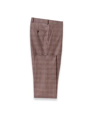 Paul Fredrick Plaid Wool Blend Flat Front Suit Pants - Brown