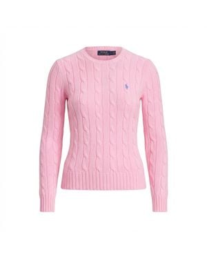 Polo Ralph Lauren Pima Cotton Cable Knit Crewneck Sweater - Pink