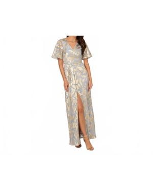 Adrianna Papell Long Metallic Print Formal Dress - Black