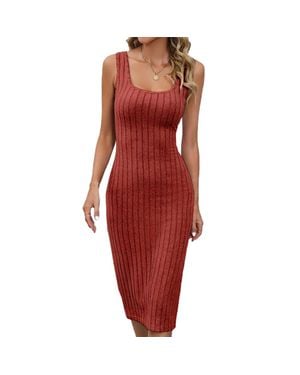 TRUEDAMES Sexy Spice Girl Pit Strip Design Sense Side Split Split Slim Skinny Dress - Red