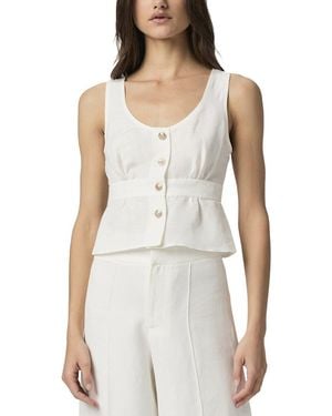 PAIGE Linen-Blend Caine Top - White