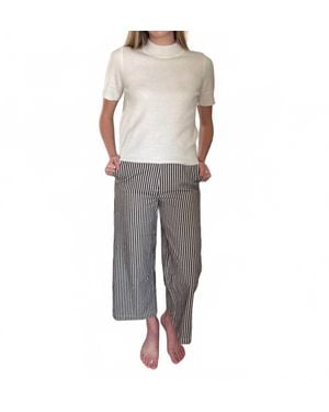 FRNCH Dalva Chocolate Stripe Wide Leg Pants - Gray