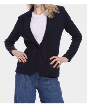 Minnie Rose Cotton Blend Fitted Blazer - Blue