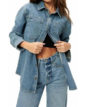 GOOD AMERICAN Split Back Shirt Jacket - Blue