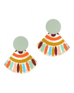 SUNSHINE TIENDA Apricot Sunset Tile Earrings - Orange