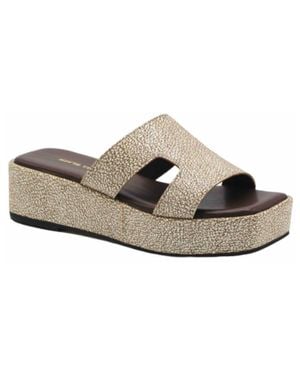 All Black Blunt T Wedge Sandal - Brown