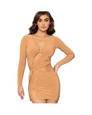 TRUEDAMES Metal Ring With Cutout Detailed Mini Dress - Brown