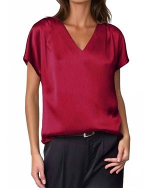 Naked Zebra Julia Crinkle Satin Blouse - Red
