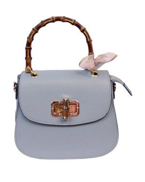 Jijou Capri Bamboo Handle Leather Crossbody Bag - Blue