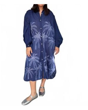 NIBI Luna Maxi Shirt Dress - Blue