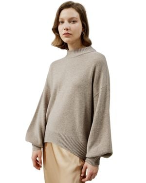 LILYSILK Drop Shoulder Wool Sweater For - Gray