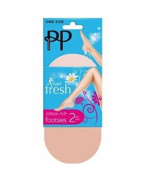 Pretty Polly Fresh Cotton Footsies 2-Pair Pack - Blue