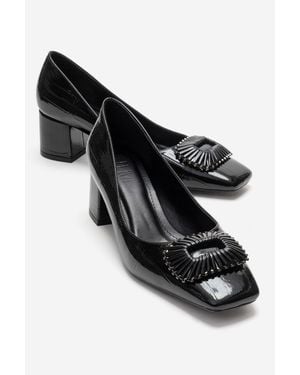 Prologue Shoes Velora Buckle Square Toe Block Heel Pump - Black