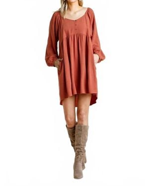 Umgee Sweetheart Babydoll Dress - Red