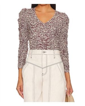Nation Ltd Renee Shirred Sleeve V-Neck Top - Multicolor