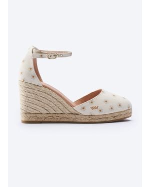 VISCATA Estartit Canvas Espadrille Wedges - White