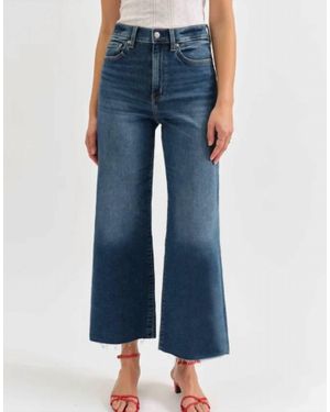 DAZE Pleaser High Rise Wide Ankle Jeans - Blue
