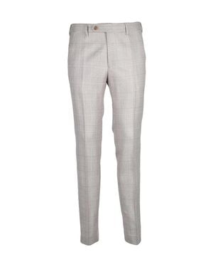 Berwich Checked Virgin Wool Formal Pants - Gray