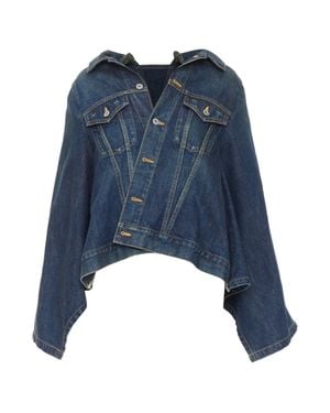 Junya Watanabe 2017 Washed Denim Deconstructed Flare Caped Jacket M - Blue