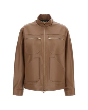 Irie High Collar Leather-Like Jacket - Brown