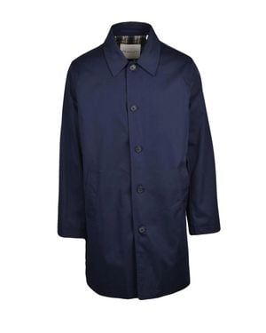 GANT Structured Cotton Car Coat With Button Closure And Distinctive Lining - Blue