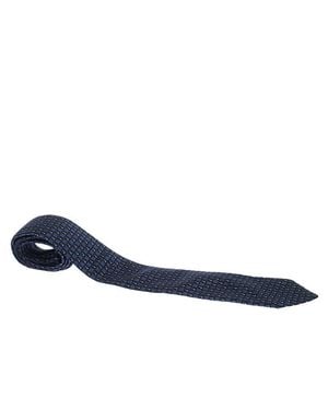 dunhill Logo Jacquard Silk Tie - Blue
