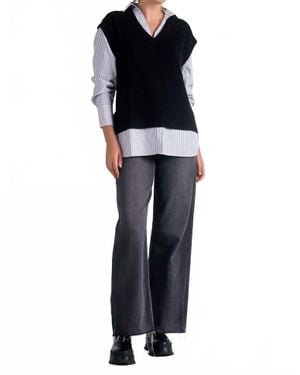 Elan V-Neck Sweater Vest Shirt - Black