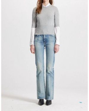Theo the Label Echo Ruched Sleeve Shirt - Blue