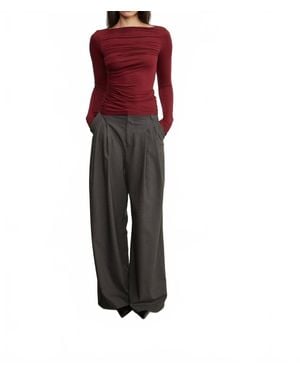 Enza Costa Fluid Jeresey Draped Boatneck Top - Red