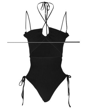 ANDREADAMO Ribbed Bodysuit With Halter Neck Design - Black