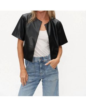 Six Fifty Faux Leather Round Neck Jacket - Black