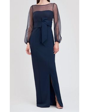 JS Collections Abigail Waist Bow Gown - Blue